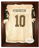 New York Jets Cabinet Style Jersey Display Case - Mahogany
