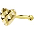 Solid 14KT Yellow Gold Flat Textured Heart Nose Bone