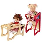 Little Colorado Wooden Combi-Chair is a Doll's Highchair and Desk in One, in Natural