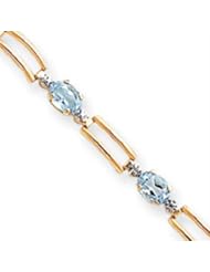 14k Gold Completed Open-Link Diamond/Blue Topaz Bracelet
