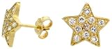 10k Yellow Gold Star Earring Studs w/ CZ Stones, 3/8 (10mm) tall