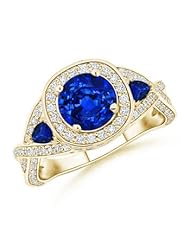 Round, Trillion Blue Sapphire and Round Diamond Engagement Ring - 2.1 ct TGW