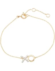 14K Yellow Gold .04 ct tw Diamond 7inch Bracelet with Rhodium Plating