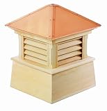 Good Directions 2136M Wood Manchester Louvered Cupola with Hip Style Copper Roof and Smooth Base, 36-Inch Square 46-Inch High