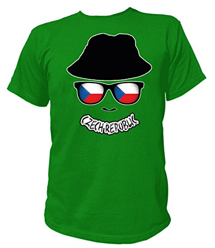 Artdiktat Herren T-Shirt – EM 2016 Flag Glasses – Czech Republic Größe S, grün