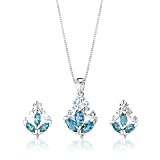 3.75 cts Marquise Cut London Topaz Pendant Earrings in Sterling Silver FREE SHIPPING Free 18 inch Necklace