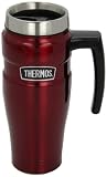 Thermos Stainless King 16-Ounce Leak-Proof Travel Mug with Handle, Cranberry