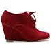 Ollio Women's Shoe Faux Suede Wedge Heel Fashion Ankle Lace Up Boot