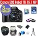 18 Piece Mighty Kit with Canon EOS Rebel T1i 500D 15.1 MP Digital SLR Camera with Canon EF-S 18-55mm IS Lens + 16 GB Memory Card + Multi-Coated UV Filter + Multi-Coated Polarizer Filter + Corel MediaOne Plus Software + 11 Piece Accessory Kit + Camera Holster Case + 3 Year Celltime Warranty Repair Contract