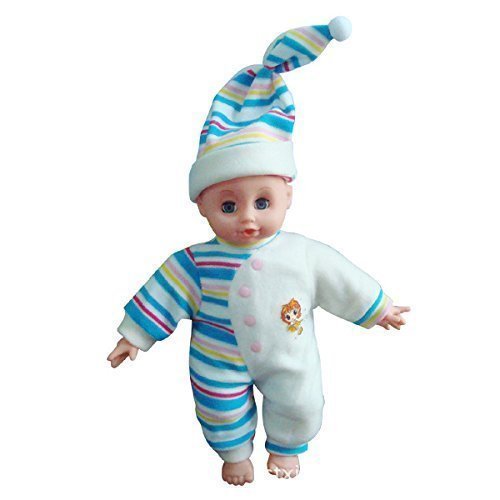 Mingao 14 Inches High Simulation Baby Doll's Clothes Brown Stripes Rompers Suit with Hat