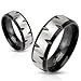 STR-0014 Stainless Steel Black IP w/ Matte Finish Center w/ Faceted Edges Band Ring; Comes With Free Box