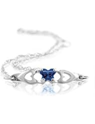 Butterfly Style Blue Special Shape Cubic Zirconia Bracelet in White Gold - 14kt