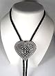 Diamondcut  Heart w/Black Cross  Enamel Religious Bolo Tie