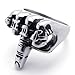 KONOV Men's Biker Middle Finger Up Stainless Steel Ring, Silver Black
