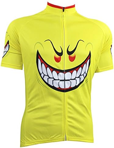 OEM Men's Funny Face Outdoor Sports Cycling Short Sleeve Jersey Size XL Yellow