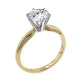14k Two Tone Gold Moissanite Classic Tiffany Solitaire (.50 cttw equivalent)