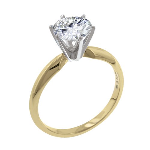 14k Two Tone Gold Moissanite Classic Tiffany Solitaire (.50 cttw equivalent)