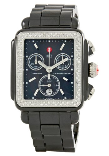 Michele Womans MWW06F000001 Deco Ceramic Black Diamond Watch