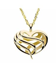 14K Yellow Gold Two-Sided Heart on Singapore Chain -- LIFETIME WARRANTY