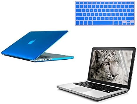 Macbook Pro 13.3-inch Case, iCrown® 3 in1 bundle Frosted Matte Rubber Coated See Through Hard Shell Skin Case Cover for Macbook Pro 13.3 inches Model A1278, with TPU Keyboard Protector and Clear Screen Protector, 2014 New Arrival (not fit for Macbook Pro 13'' with Retina display),Blue