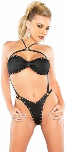 Magic Silk Womens Sexy Black Strappy Studded 2pc Monokini