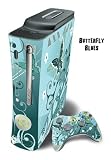 Xbox 360 Skin - System Console Skin and two Xbox 360 Controller Skins - Butterfly Blues