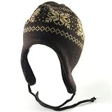 SKI SKATE 2 ply KNIT HAT TROOPER TRAPPER FLAPS * BROWN and Tan - SMALL and MEDIUM