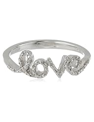 Sterling Silver Diamond Love Ring (0.05 cttw, I-J Color, I2-I3 Clarity)