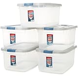 Rubbermaid 1785784 Clear Roughneck Storage Tote Box, 50-Quart, Pack of 5