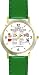 Habit 7 - Sharpen the Saw (English Text) - DELUXE TWO-TONE WATCH from THE 7 HABITS - WATCH COLLECTION BY WATCHBUDDY&reg; - Arabic Numbers - Green Leather Strap-Size-Women's Size-Small
