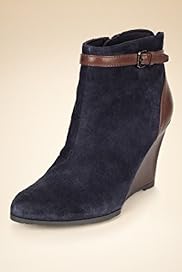 Footglove Fashion Suede Ankle High Strap Wedge Boots