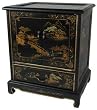 Asian Furniture & D&eacute;cor - 24" Japanese Lacquered Oriental End Table / Nightstand ( Black Matte )