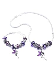 Fairy Charm Bracelet and Necklace Gift Set Girls Pandora Style Gift Boxed