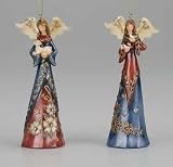 Set of 6 Inspirational Cloisonne Angel Christmas Ornaments 5.5