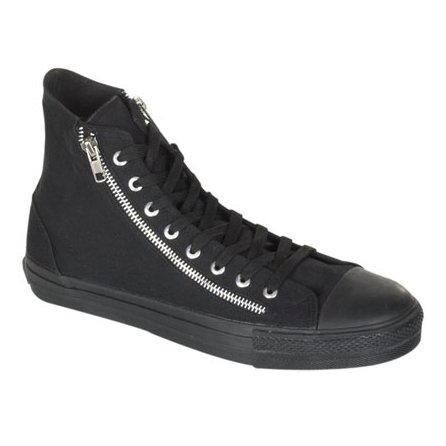 MENS Canvas High Top 2 Zipper Black Sneaker Emo product image