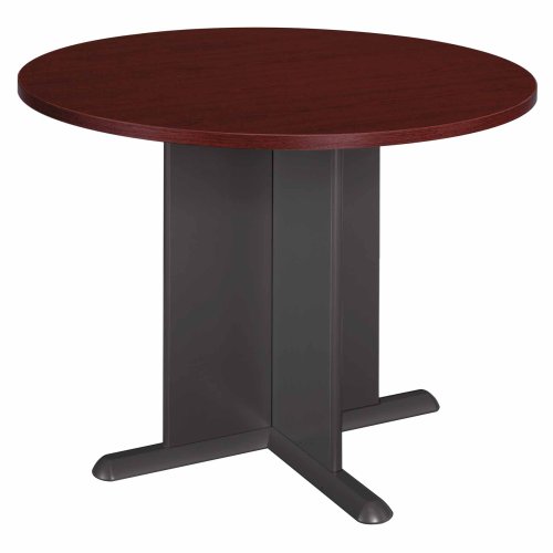 Bush Furniture Round Conference Table, Mahogany