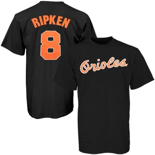 Majestic Cal Ripken Baltimore Orioles #8 Youth Jersey T-Shirt - Black (Medium)