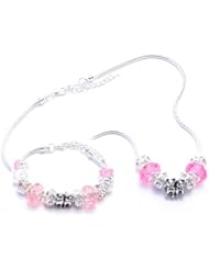 Cat Charm Bracelet and Necklace Gift Set Girls Pandora Style
