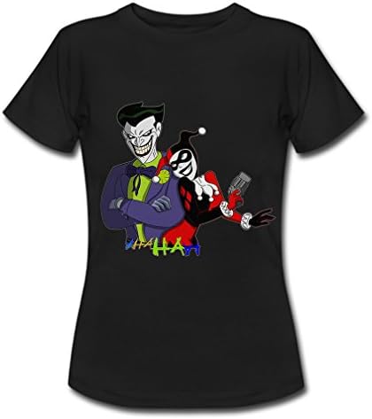 Women T-Shirt with Nightmare before Mad Love Joker and Harley Quinn Pattern