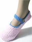 Pink Luxurious NON-SLIP Soft Dot Traction Sole Slipper Socks, MEDIUM 6-7