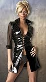 Patent and Mesh Lace Up Dress in Black Sizes: Small, Medium, Large or X-Large