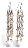 Diamond and Fresh Water Pearl Drop Enamel Earring, Bezel Set and Wired in 18k White Gold (T.w 2.40)