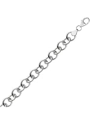 Sterling Silver Rolo Style Polished Charm Bracelet with Rhodium Plating