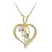 18k Gold Overlay Sterling Silver Diamond-Accent Heart Pendant w/ Three Created-Multi-Colored, Pink, White & Green, Opal Heart Drops and Rolo Chain, 18