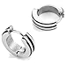 Men's 316L Stainless Steel Two Tone Hoop Huggie Earrings with Black IP 10mm