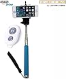 New Design Leapcama Self Portrait Monopod Selfie Stick With Phone Holder For Samsung iPhone Blackberry With Bluetooth Remote Camera Wireless Shutter (blueMonopod+WhiteRemote)