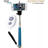 New Design Leapcama Self Portrait Monopod Selfie Stick With Phone Holder For Samsung iPhone Blackberry With Bluetooth Remote Camera Wireless Shutter (blueMonopod+WhiteRemote)