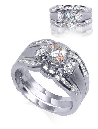 Womens Tarnish Free High Polished Rhodium Plated .925 Sterling Silver Band Brilliant Cut Cubic Zirconia Ring