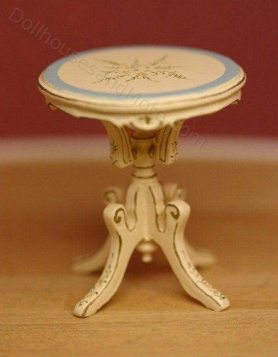 Dollhouse Miniature Artisan Handpainted Round Side Table