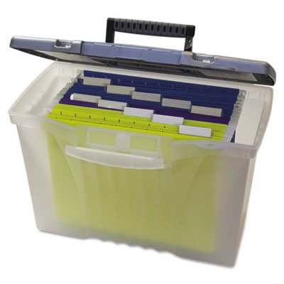 Storex 61511U01C Portable File Box, Organizer Lid, Letter & Legal Size, 14-1/2W x 10-1/2D x 12H,